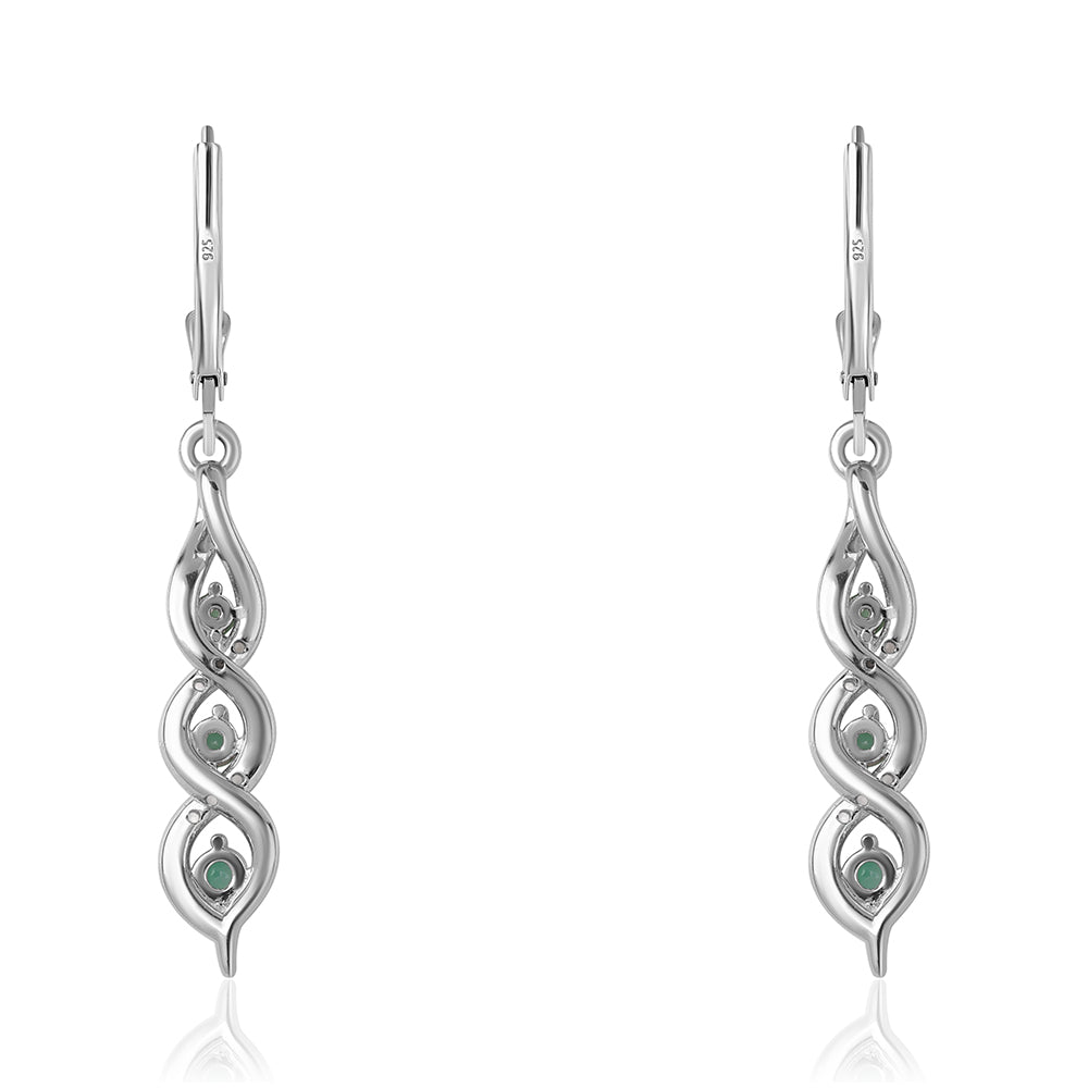 925 / 1000 Sterlingové Stříbro Náušnice s Brazilským Smaragdem a Bílým Topazem 3 