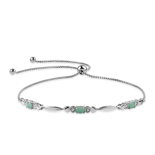 925 / 1000 Sterlingové Stříbro Náramek s Brazilským Smaragdem a Bílým Topazem