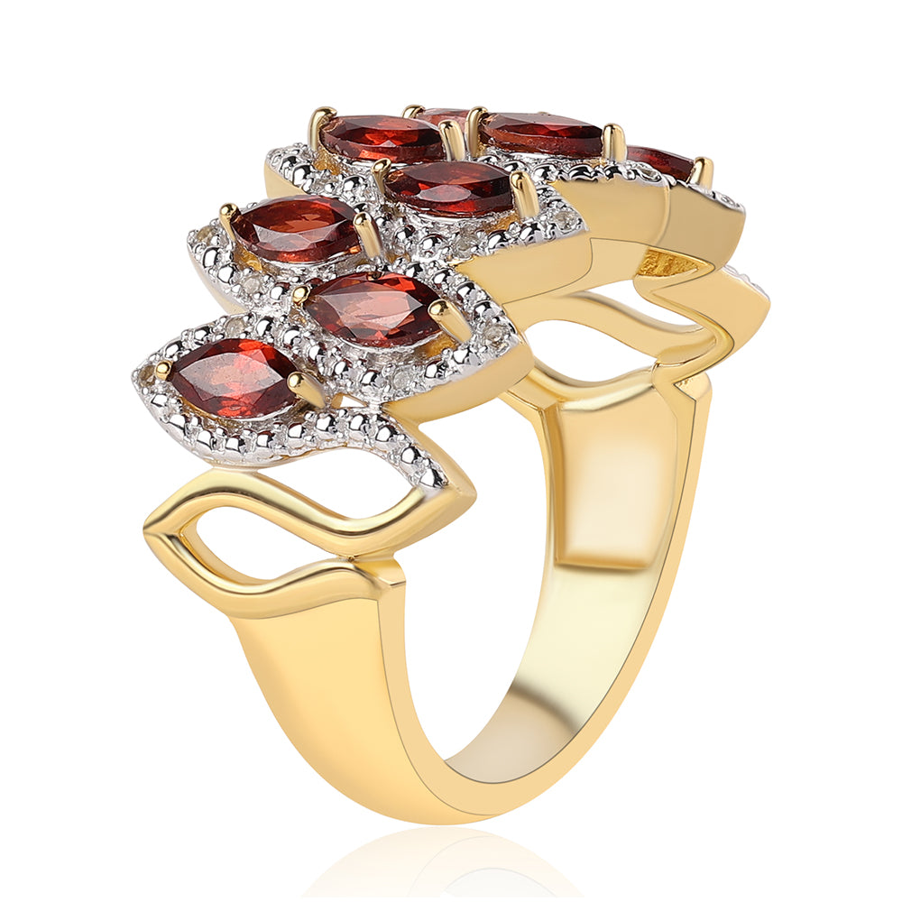 Pozlacený Stříbrný Prsten s Bartonským Granátem a Bílým Topazem