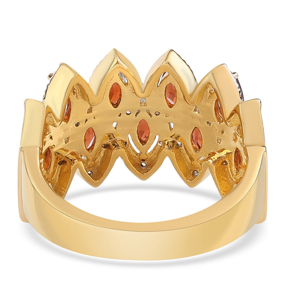 Pozlacený Stříbrný Prsten s Bartonským Granátem a Bílým Topazem