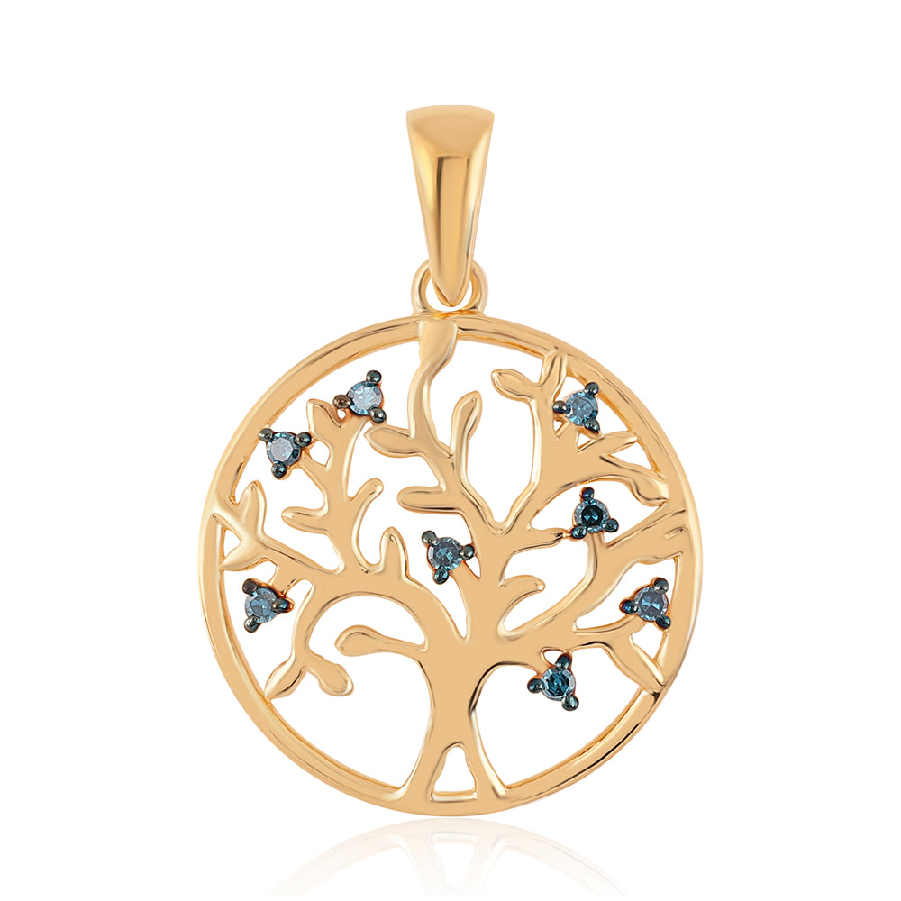 Pozlacené Stříbro 925/1000 - Přívěsek s Modrým Diamantem - Karátové číslo: 0.08. přibližná hmotnost: 1.87 gramů 1 