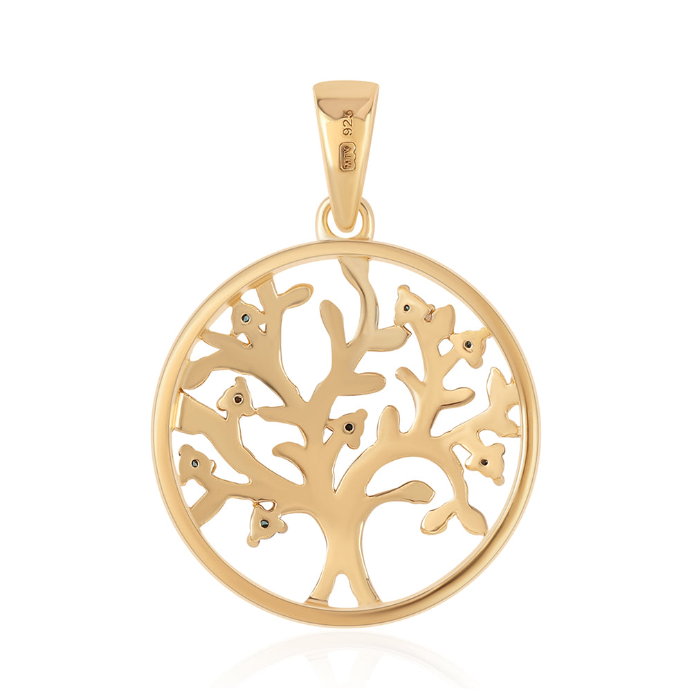 Pozlacené Stříbro 925/1000 - Přívěsek s Modrým Diamantem - Karátové číslo: 0.08. přibližná hmotnost: 1.87 gramů 3 