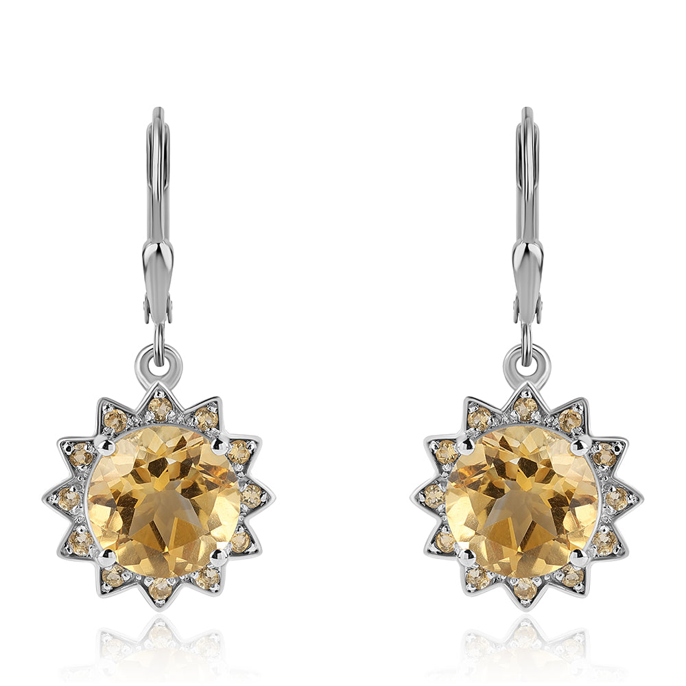 925 / 1000 Sterlingové Stříbro Náušnice s Citrínem