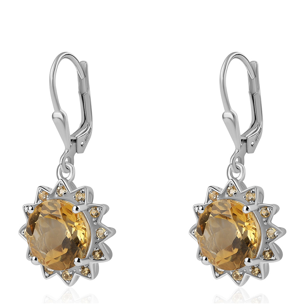 925 / 1000 Sterlingové Stříbro Náušnice s Citrínem