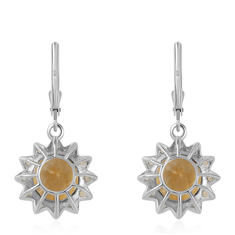 925 / 1000 Sterlingové Stříbro Náušnice s Citrínem 3 