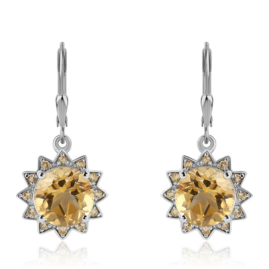 925 / 1000 Sterlingové Stříbro Náušnice s Citrínem
