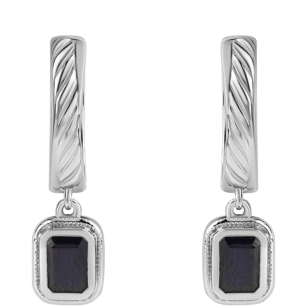 925 / 1000 Sterlingové Stříbro Náušnice s Australským Modrým Safírem