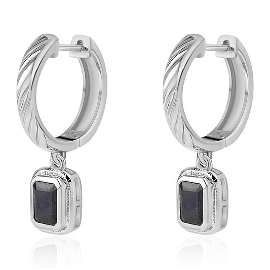 925 / 1000 Sterlingové Stříbro Náušnice s Australským Modrým Safírem