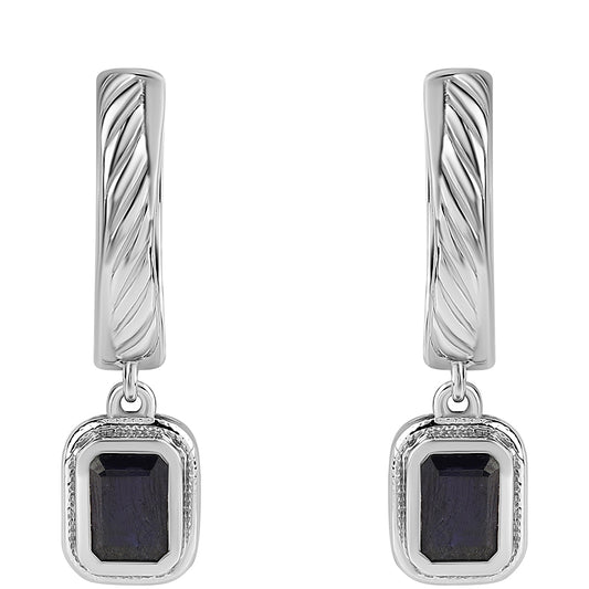 925 / 1000 Sterlingové Stříbro Náušnice s Australským Modrým Safírem