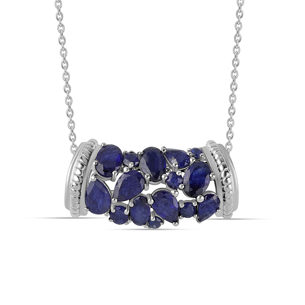 925 / 1000 Sterlingové Stříbro Náhrdelník s Australským Modrým Safírem 1 