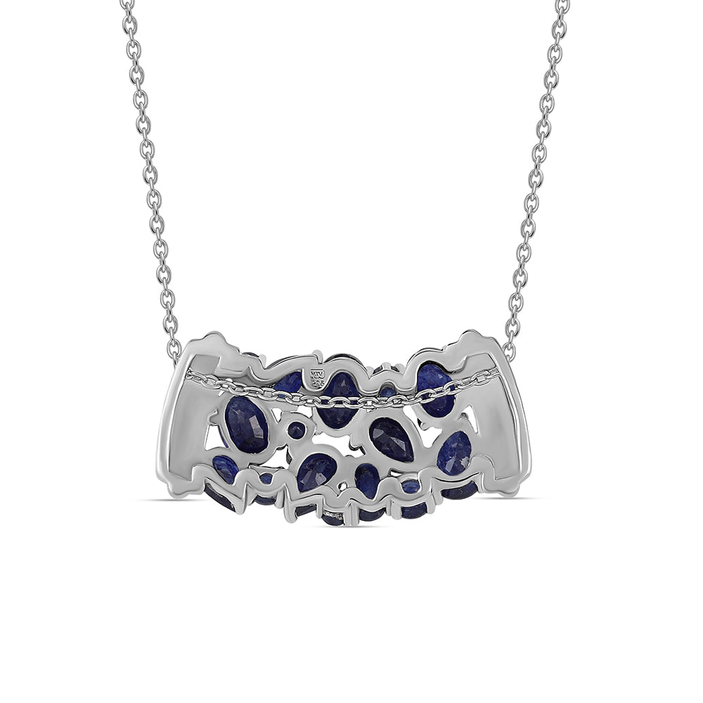 925 / 1000 Sterlingové Stříbro Náhrdelník s Australským Modrým Safírem