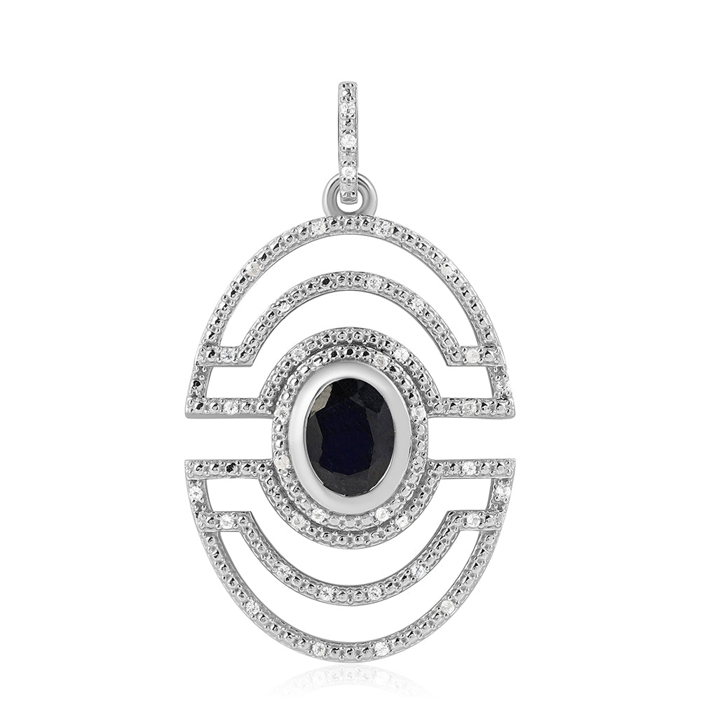 925 / 1000 Sterlingové Stříbro Přívěsek s Australským Modrým Safírem a Bílým Topazem 1 