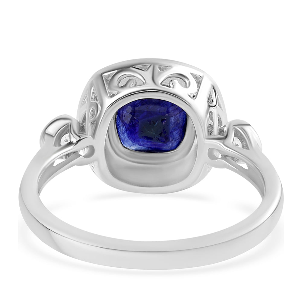 925 / 1000 Sterlingové Stříbro Prsten s Australským Modrým Safírem a Bílým Topazem 3 