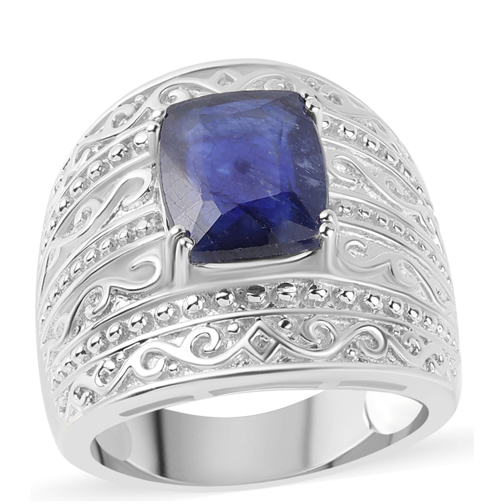 925 / 1000 Sterlingové Stříbro Prsten s Australským Modrým Safírem 1 