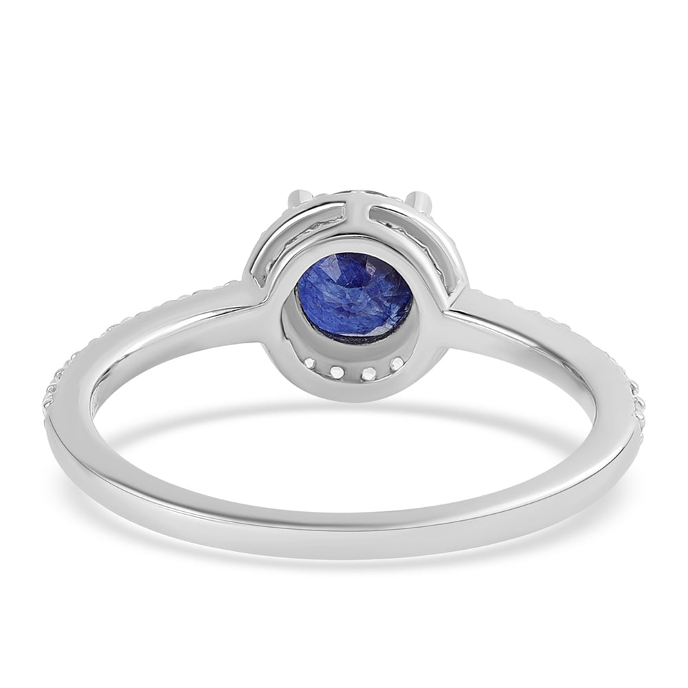925 / 1000 Sterlingové Stříbro Prsten s Australským Modrým Safírem a Bílým Topazem 3 