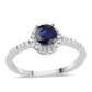 925 / 1000 Sterlingové Stříbro Prsten s Australským Modrým Safírem a Bílým Topazem