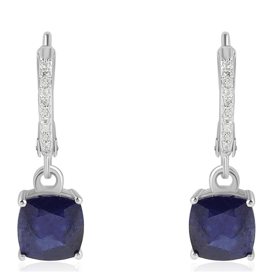 925 / 1000 Sterlingové Stříbro Náušnice s Australským Modrým Safírem a Bílým Topazem