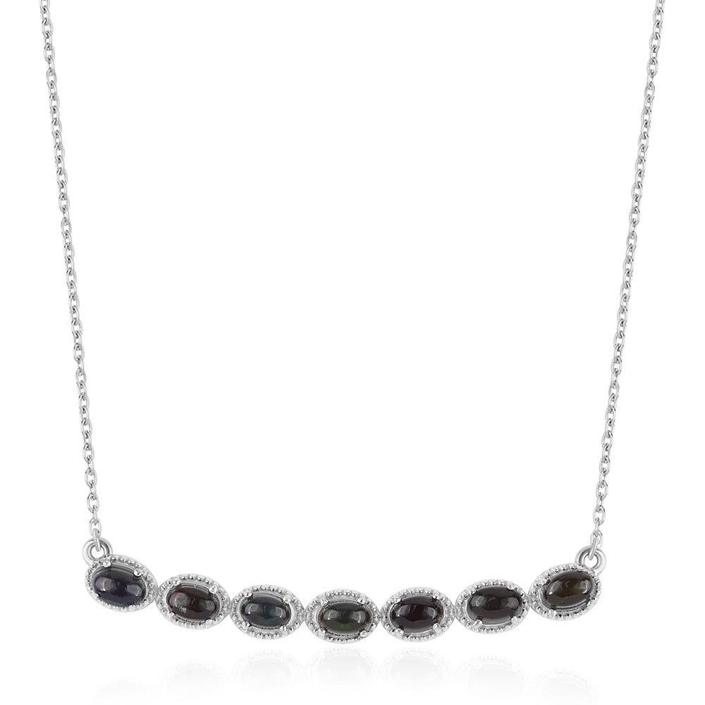 925 / 1000 Sterlingové Stříbro Náhrdelník s Půlnočně Černým Etiopským Opálem z Lega Dembi