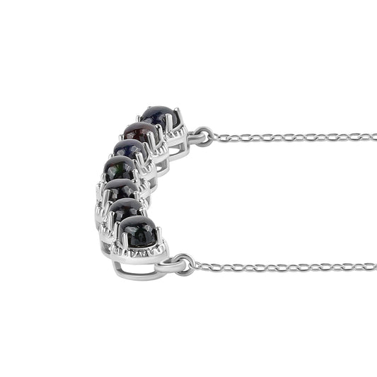 925 / 1000 Sterlingové Stříbro Náhrdelník s Půlnočně Černým Etiopským Opálem z Lega Dembi