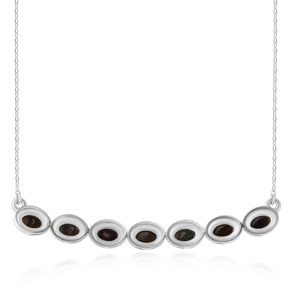 925 / 1000 Sterlingové Stříbro Náhrdelník s Půlnočně Černým Etiopským Opálem z Lega Dembi