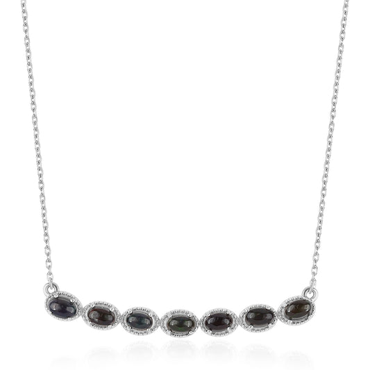 925 / 1000 Sterlingové Stříbro Náhrdelník s Půlnočně Černým Etiopským Opálem z Lega Dembi