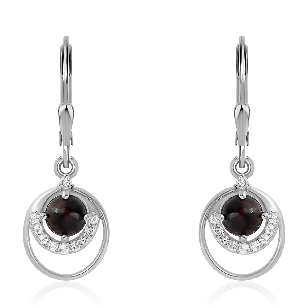 925 / 1000 Sterlingové Stříbro Náušnice s Půlnočně Černým Etiopským Opálem z Lega Dembi a Bílým Topazem 1 