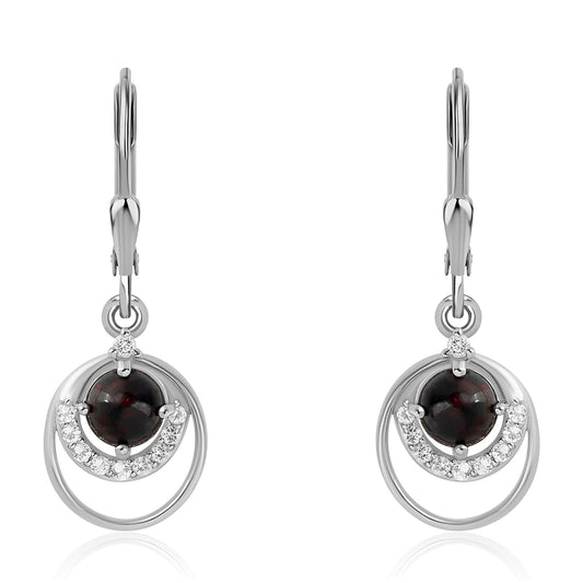 925 / 1000 Sterlingové Stříbro Náušnice s Půlnočně Černým Etiopským Opálem z Lega Dembi a Bílým Topazem