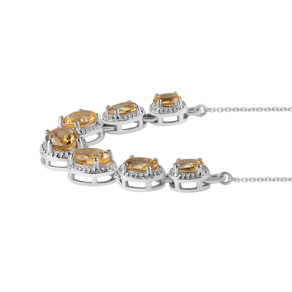 925 / 1000 Sterlingové Stříbro Náhrdelník s Citrínem
