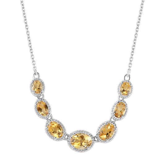 925 / 1000 Sterlingové Stříbro Náhrdelník s Citrínem