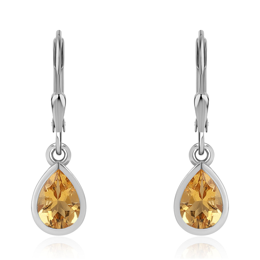 925 / 1000 Sterlingové Stříbro Náušnice s Citrínem