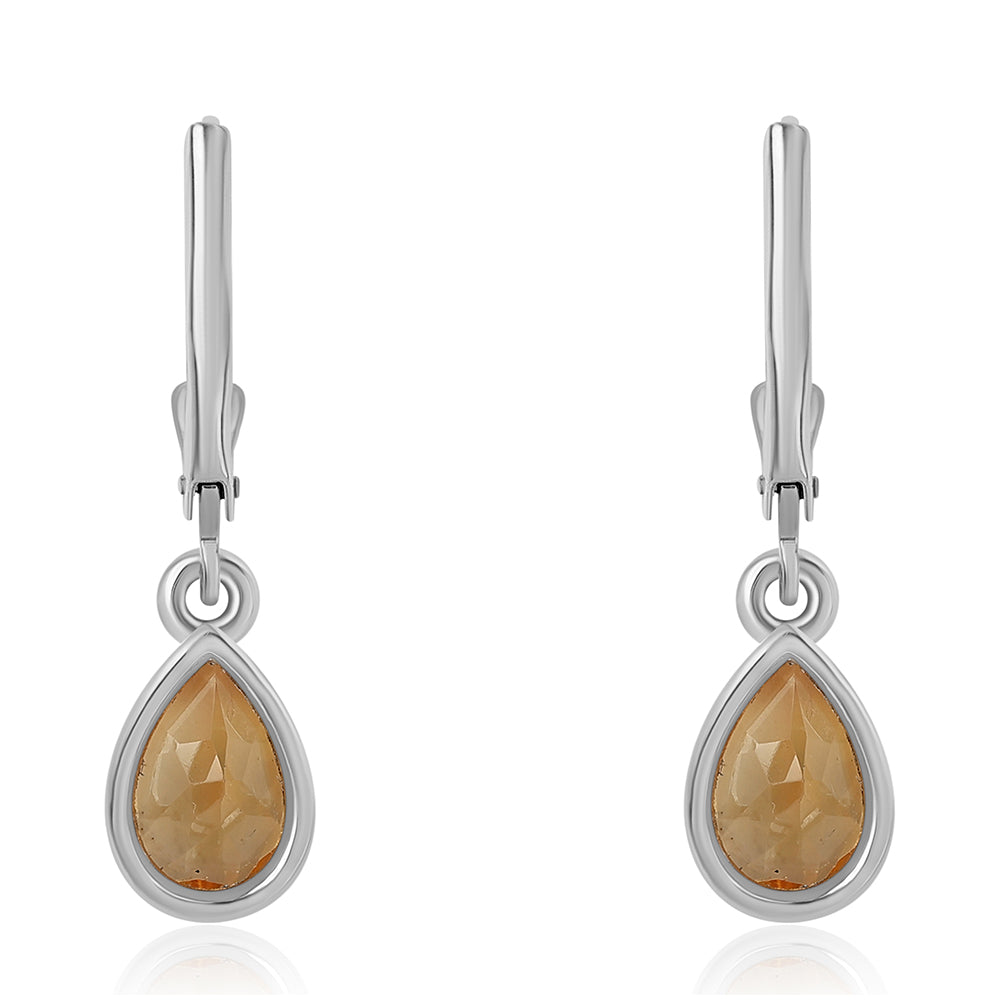 925 / 1000 Sterlingové Stříbro Náušnice s Citrínem
