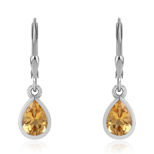 925 / 1000 Sterlingové Stříbro Náušnice s Citrínem