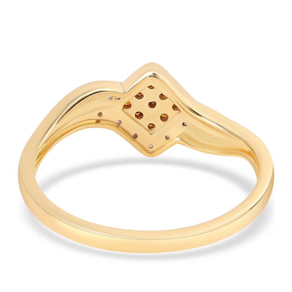 Pozlacený 925 / 1000 Sterlingové Stříbro Prsten s Červeným Diamantem a Bílým Diamantem