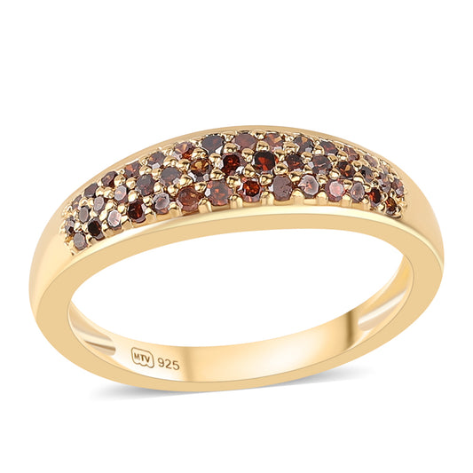 Pozlacený Stříbrný Prsten s Červeným Diamantem