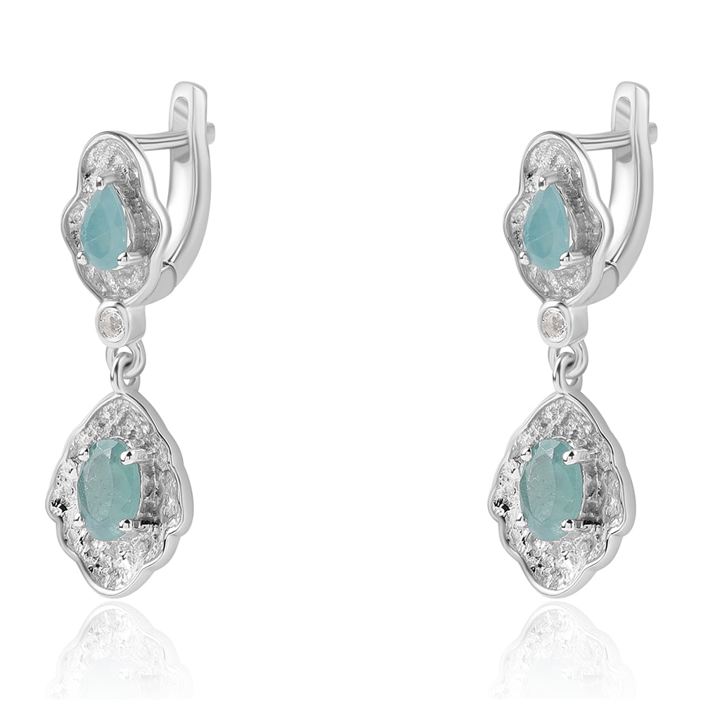 925 / 1000 Sterlingové Stříbro Náušnice s Grandidieritem a Bílým Topazem 1 