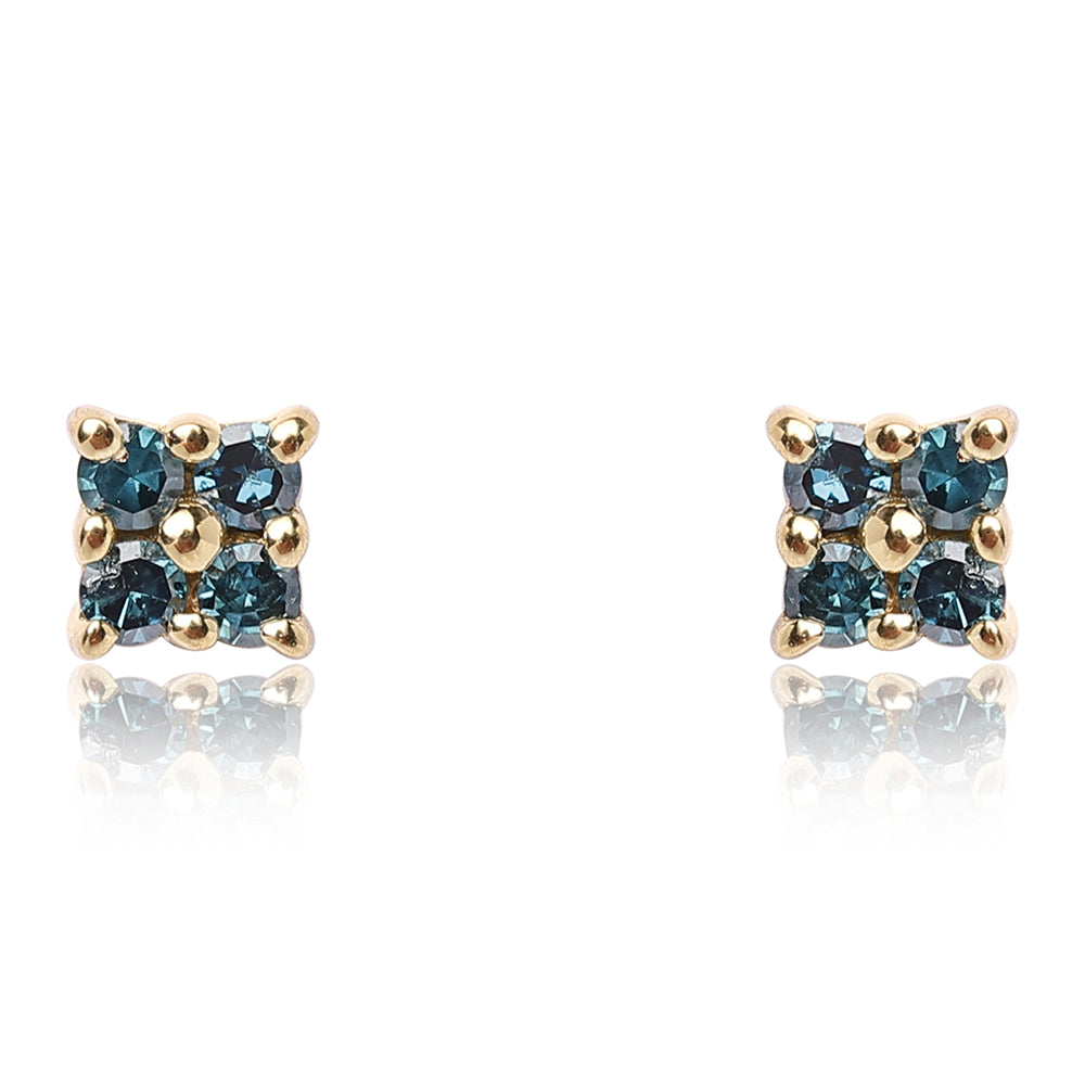 Pozlacené Stříbrné Náušnice s Modrým Diamantem 1 