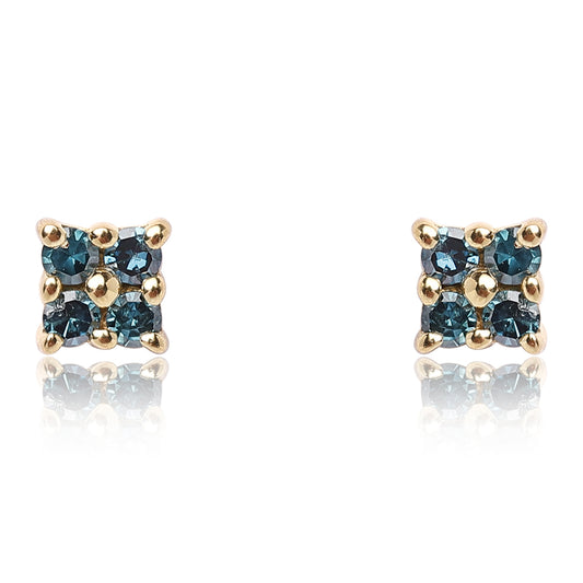 Pozlacené Stříbrné Náušnice s Modrým Diamantem