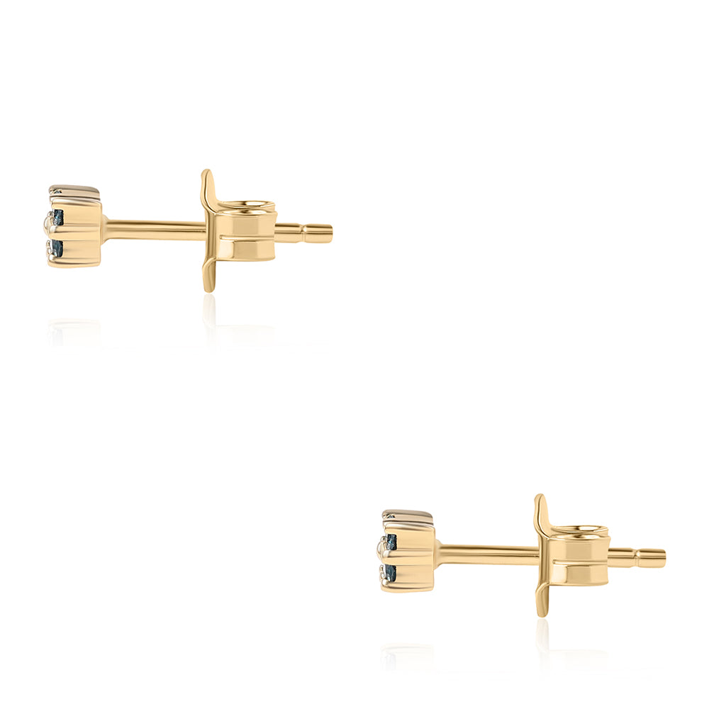 Pozlacené Stříbrné Náušnice s Modrým Diamantem 2 