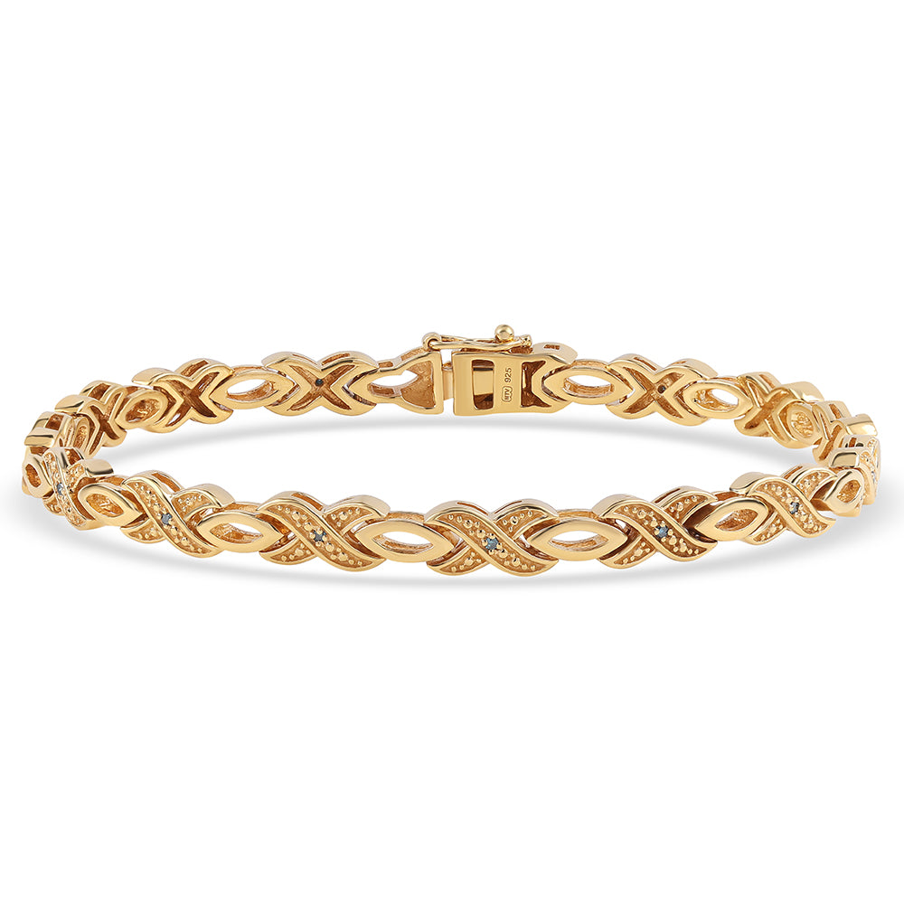 Pozlacený 925 / 1000 Sterlingové Stříbro Náramek s Modrým Diamantem 1 