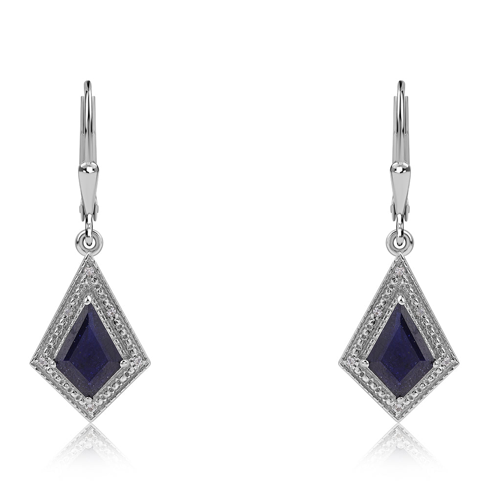 925 / 1000 Sterlingové Stříbro Náušnice s Australským Modrým Safírem a Bílým Topazem 1 