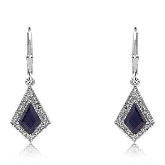 925 / 1000 Sterlingové Stříbro Náušnice s Australským Modrým Safírem a Bílým Topazem