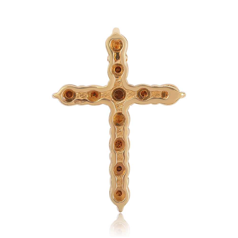 Kříž Pozlacený Stříbrný Přívěsek s Červeným Diamantem 2 