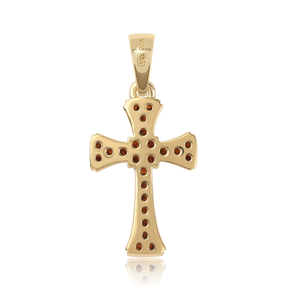 Kříž Pozlacený Stříbrný Přívěsek s Červeným Diamantem 2 