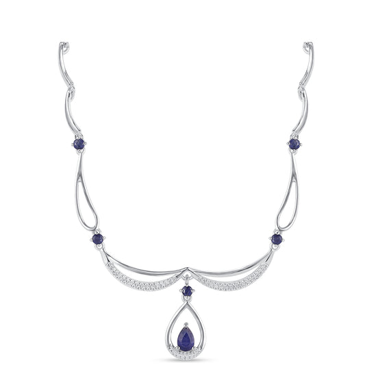 925 / 1000 Sterlingové Stříbro Náhrdelník s Australským Modrým Safírem