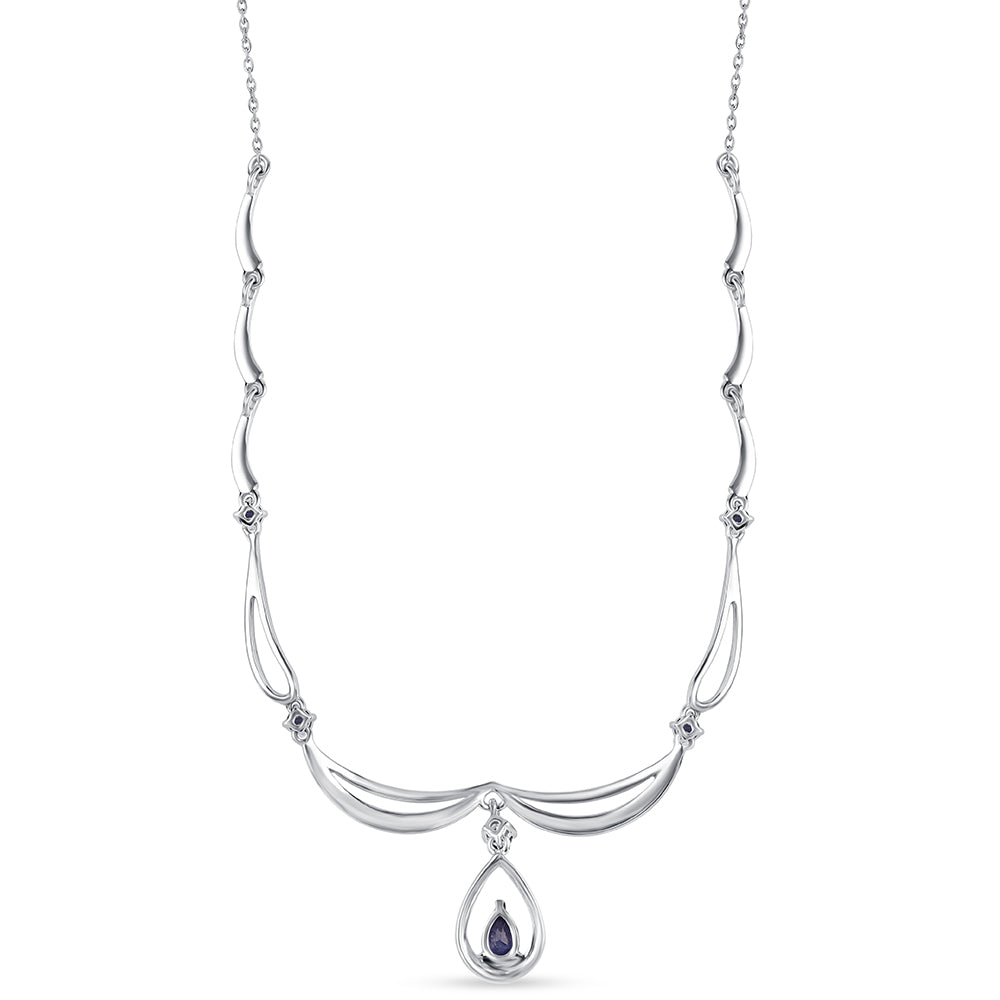 925 / 1000 Sterlingové Stříbro Náhrdelník s Australským Modrým Safírem 2 
