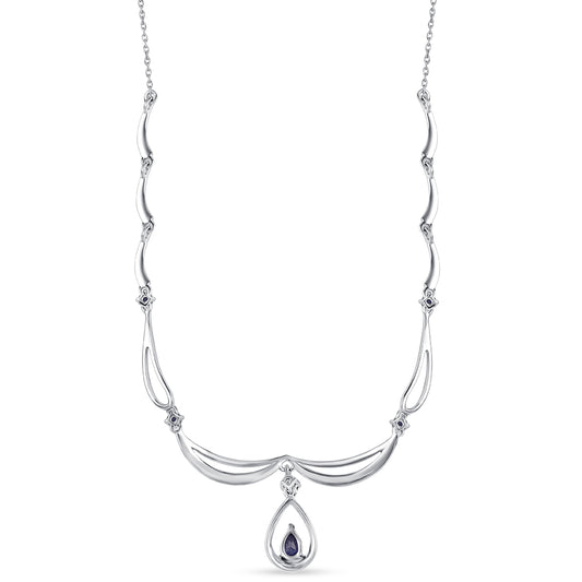 925 / 1000 Sterlingové Stříbro Náhrdelník s Australským Modrým Safírem