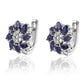 925 / 1000 Sterlingové Stříbro Náušnice s Australským Modrým Safírem a Bílým Topazem