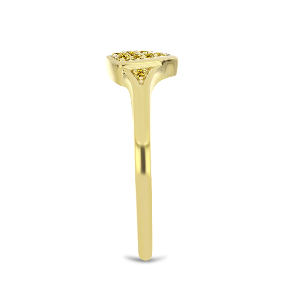Pozlacené Stříbro 925/1000 - Prsten se Žlutým Diamantem - Karátové číslo: 0.12. přibližná hmotnost: 1.64 gramů 4 