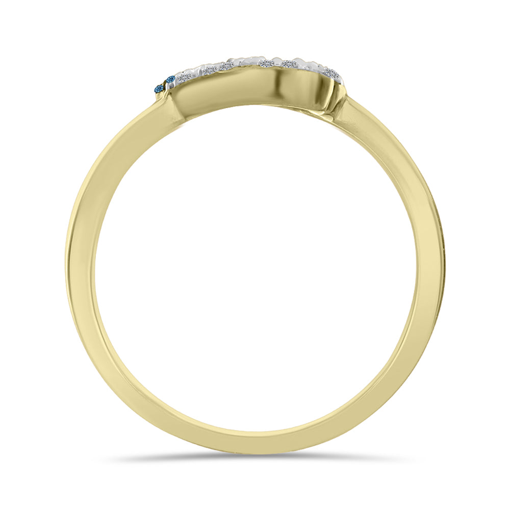 Pozlacené Stříbro 925/1000 - Prsten s Modrým Diamantem a Bílým Diamantem - Karátové číslo: 0.2. přibližná hmotnost: 2.56 gramů 2 