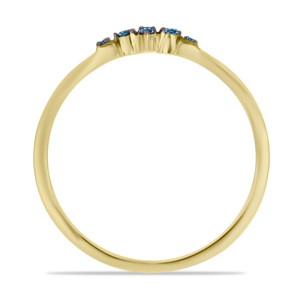 Pozlacené Stříbro 925/1000 - Prsten s Modrým Diamantem a Bílým Diamantem - Karátové číslo: 0.3. přibližná hmotnost: 1.53 gramů 2 